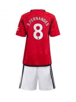 Billige Manchester United Bruno Fernandes #8 Hjemmedraktsett Barn 2023-24 Kortermet (+ Korte bukser)